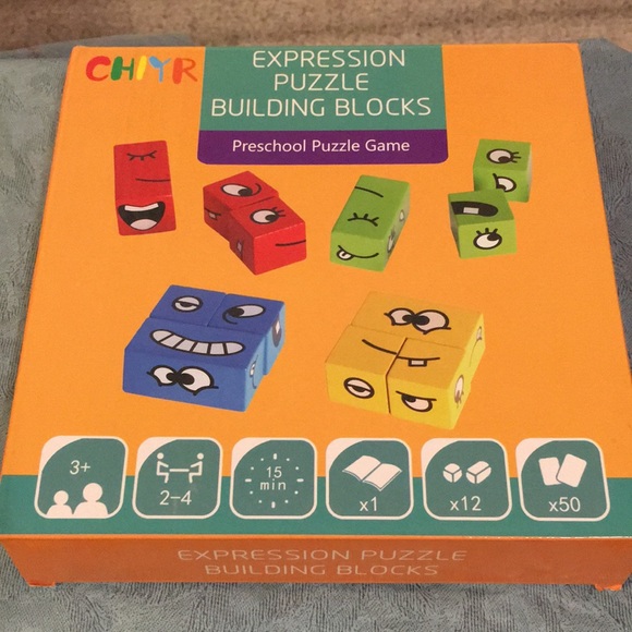 Expression Puzzle Building Blocks Preschool puzzle Game Like NEW 2-4 players 3+ - Picture 2 of 12